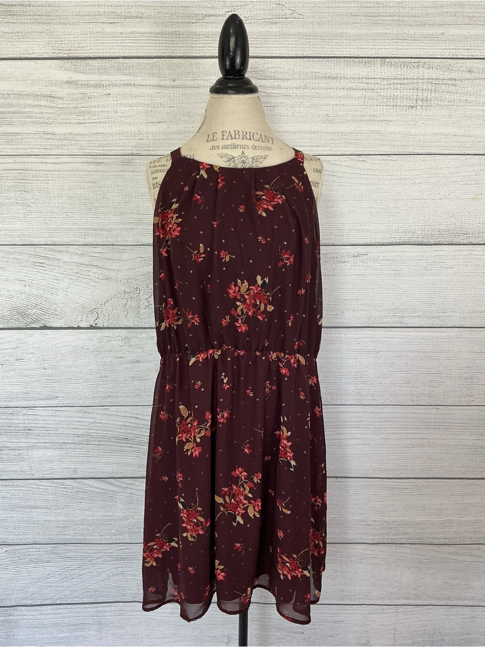 Maurice’s Floral Burgundy Halter Dress